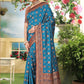 Rajwada Blue Woven Banarasi Silk Saree With Unstitched Blouse For Women