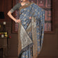 Rajwada Grey Woven Banarasi Silk Saree With Unstitched Blouse For Women