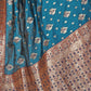 Rajwada Blue Woven Banarasi Silk Saree With unstitched Blouse For Women