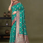 Rajwada Teal Woven Banarasi Silk Saree With Unstitched Blouse For Women