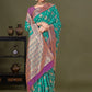 Rajwada Teal Woven Banarasi Silk Saree With Unstitched Blouse For Women
