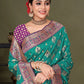 Rajwada Teal Woven Banarasi Silk Saree With Unstitched Blouse For Women