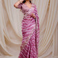 Rajwada Mauve Embroidered Georgette Saree With Unstitched Blouse For Women