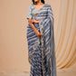 Rajwada Grey Embroidered Georgette Saree With Unstitched Blouse For Women