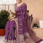 Rajwada Purple Woven Banarasi Silk Saree With Unstitched Blouse For Women