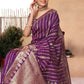 Rajwada Purple Woven Banarasi Silk Saree With Unstitched Blouse For Women