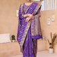 Rajwada Purple Woven Banarasi Silk Saree With Unstitched Blouse For Women