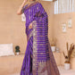 Rajwada Purple Woven Banarasi Silk Saree With Unstitched Blouse For Women