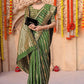 Rajwada Green Woven Banarasi Silk Saree With Unstitched Blouse For Women