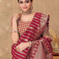 Rajwada Maroon Woven Banarasi Silk Saree With Unstitched Blouse For Women