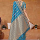 Rajwada Blue Woven Banarasi Silk Saree With Unstitched Blouse For Women