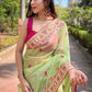 Rajwada Green Embroidered Net Saree With Unstitched Blouse For Women