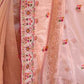 Rajwada Peach Embroidered Net Saree With Unstitched Blouse For Women