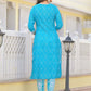 Rajwada Blue Printed Cotton Stitched Kurta Set For Women