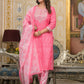 Rajwada Pink Printed Cotton Stitched Kurta Set For Women