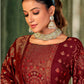 Rajwada Maroon Embroidered Viscose Semi Stitched Kurta Set For Women