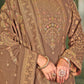 Rajwada Beige Embroidered Viscose Semi Stitched Kurta Set For Women