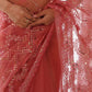 Rajwada Pink Net Embroidered Saree With Unstitched Blouse For Women