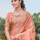 Rajwada Peach Cotton Woven Saree With Unstitched Blouse For Women