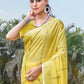 Rajwada Yellow Woven Saree With Unstitched Blouse For Women
