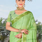 Rajwada Green Woven Saree With Unstitched Blouse For Women