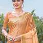 Rajwada Orange Woven Saree With Unstitched Blouse For Women
