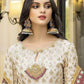 Rajwada Cream Georgette Embroidered Semi Stitched Kurta Set For Women