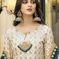 Rajwada Cream Georgette Embroidered Semi Stitched Kurta Set For Women
