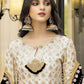 Rajwada Cream Georgette Embroidered Semi Stitched Kurta Set For Women