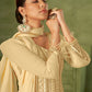 Rajwada Beige Georgette Embellished Semi Stitched Kurta Set For Women
