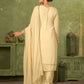 Rajwada Beige Georgette Embellished Semi Stitched Kurta Set For Women