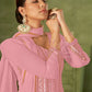 Rajwada Pink Georgette Embellished Semi Stitched Kurta Set For Women
