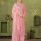 Rajwada Pink Georgette Embellished Semi Stitched Kurta Set For Women