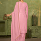 Rajwada Pink Georgette Embellished Semi Stitched Kurta Set For Women