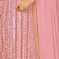Rajwada Pink Georgette Embellished Semi Stitched Kurta Set For Women