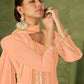 Rajwada Peach Georgette Embellished Semi Stitched Kurta Set For Women