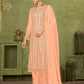 Rajwada Peach Georgette Embellished Semi Stitched Kurta Set For Women