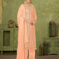Rajwada Peach Georgette Embellished Semi Stitched Kurta Set For Women