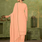 Rajwada Peach Georgette Embellished Semi Stitched Kurta Set For Women