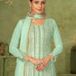 Rajwada Sea Green Georgette Embellished Semi Stitched Kurta Set For Women