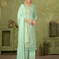 Rajwada Sea Green Georgette Embellished Semi Stitched Kurta Set For Women