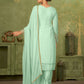 Rajwada Sea Green Georgette Embellished Semi Stitched Kurta Set For Women