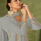 Rajwada Grey Georgette Embellished Semi Stitched Kurta Set For Women