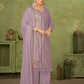 Rajwada Purple Georgette Embellished Semi Stitched Kurta Set For Women