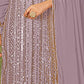 Rajwada Purple Georgette Embellished Semi Stitched Kurta Set For Women
