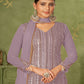 Rajwada Purple Georgette Embellished Semi Stitched Kurta Set For Women