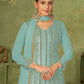 Rajwada Blue Georgette Embellished Semi Stitched Kurta Set For Women