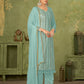 Rajwada Blue Georgette Embellished Semi Stitched Kurta Set For Women