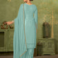 Rajwada Blue Georgette Embellished Semi Stitched Kurta Set For Women