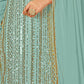 Rajwada Blue Georgette Embellished Semi Stitched Kurta Set For Women